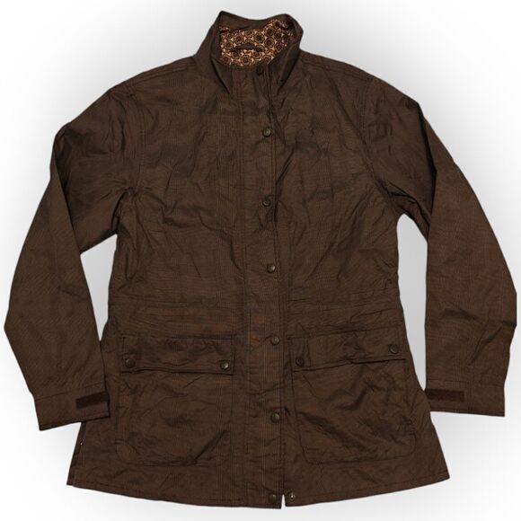 Outback Trading Co Women's Hunt valley micro check brown Jacket Size L Large - Picture 2 of 6